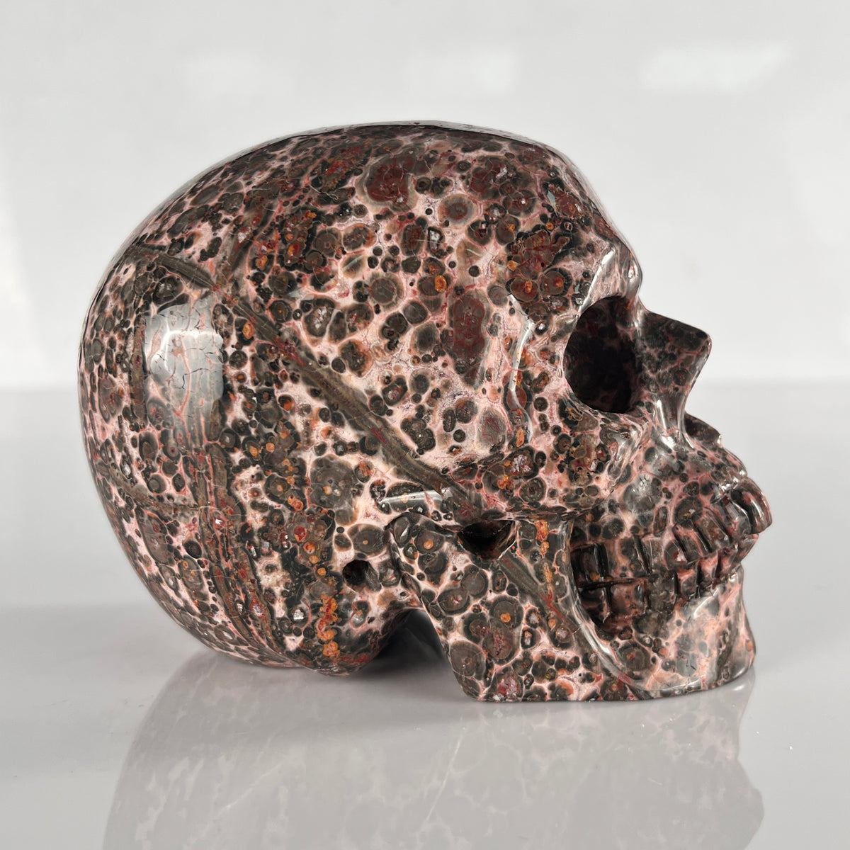 4.5" Red Leopard Skin Jasper Crystal Skull