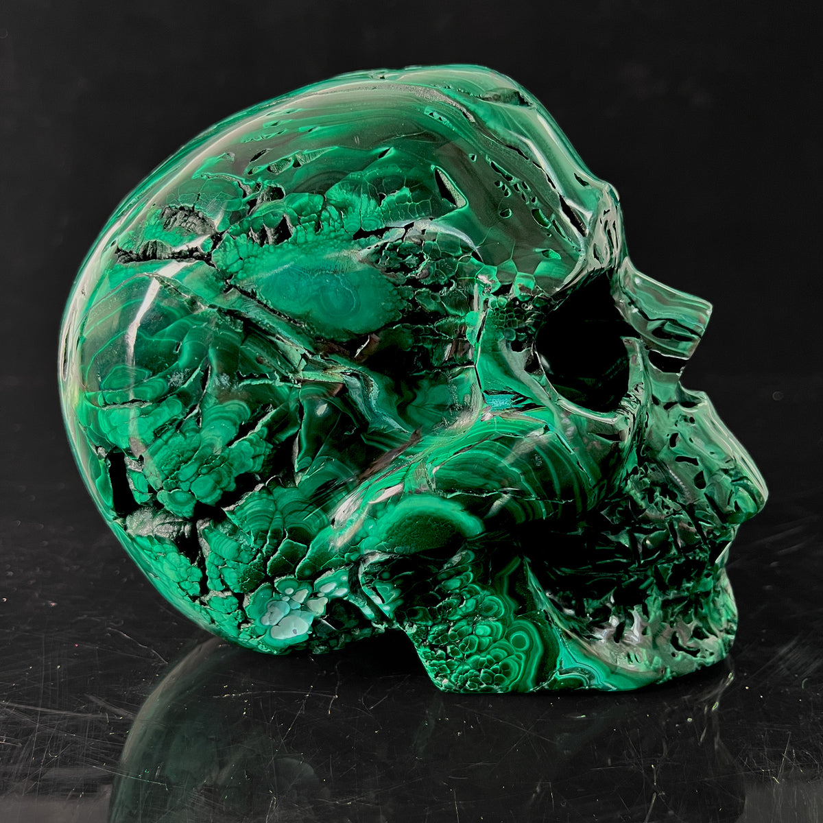 6.4" Malachite Crystal Skull