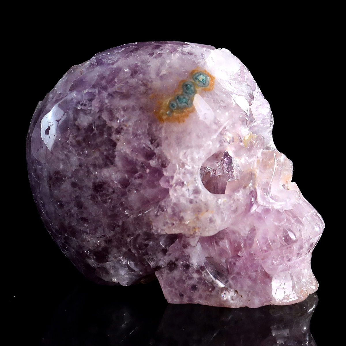 ‘The Cosmic Eye’ - Hand-Carved Amethyst Geode Skull with Natural Matrix · Specimen No. 30