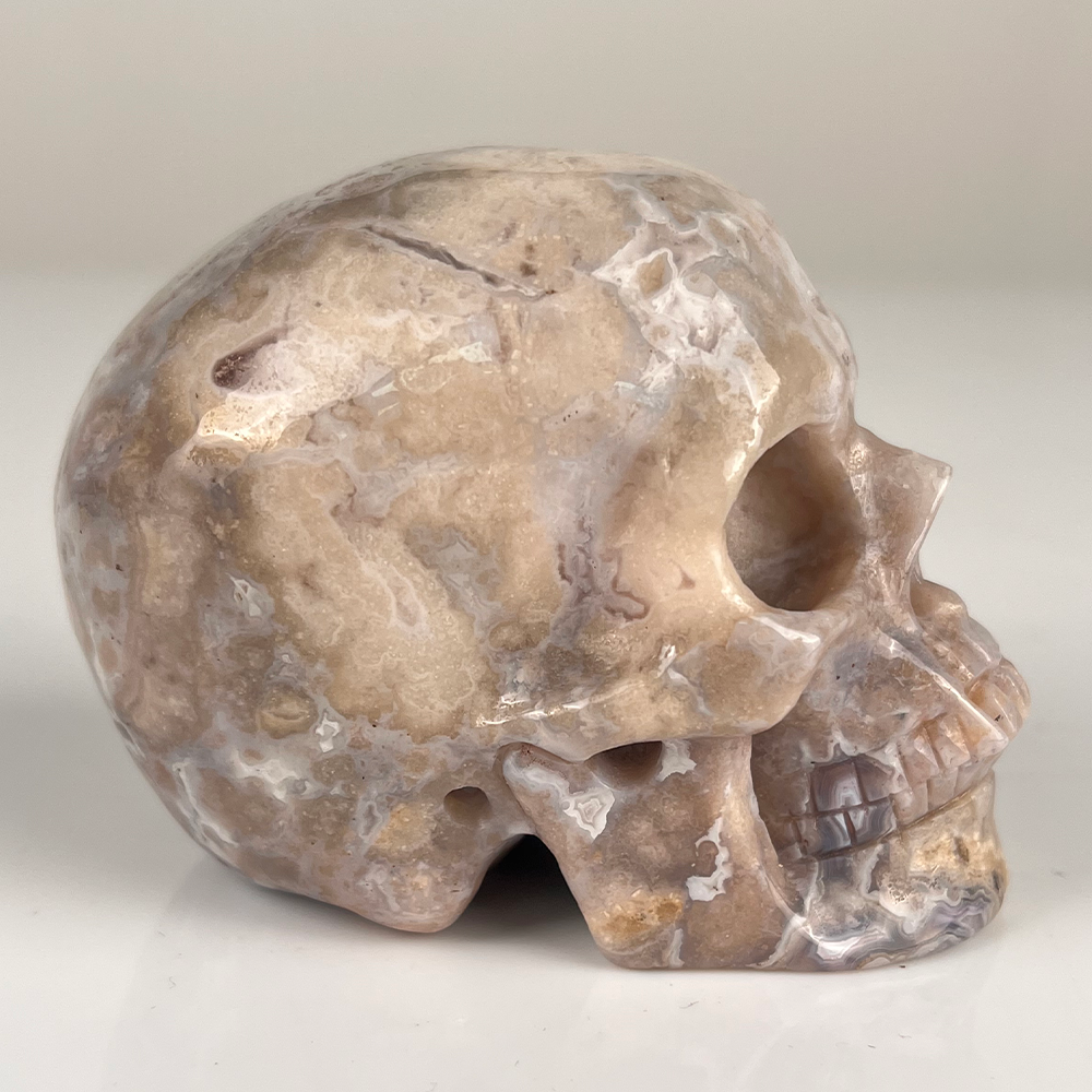 3" Blue Flower Agate Crystal Skull – Pattern B