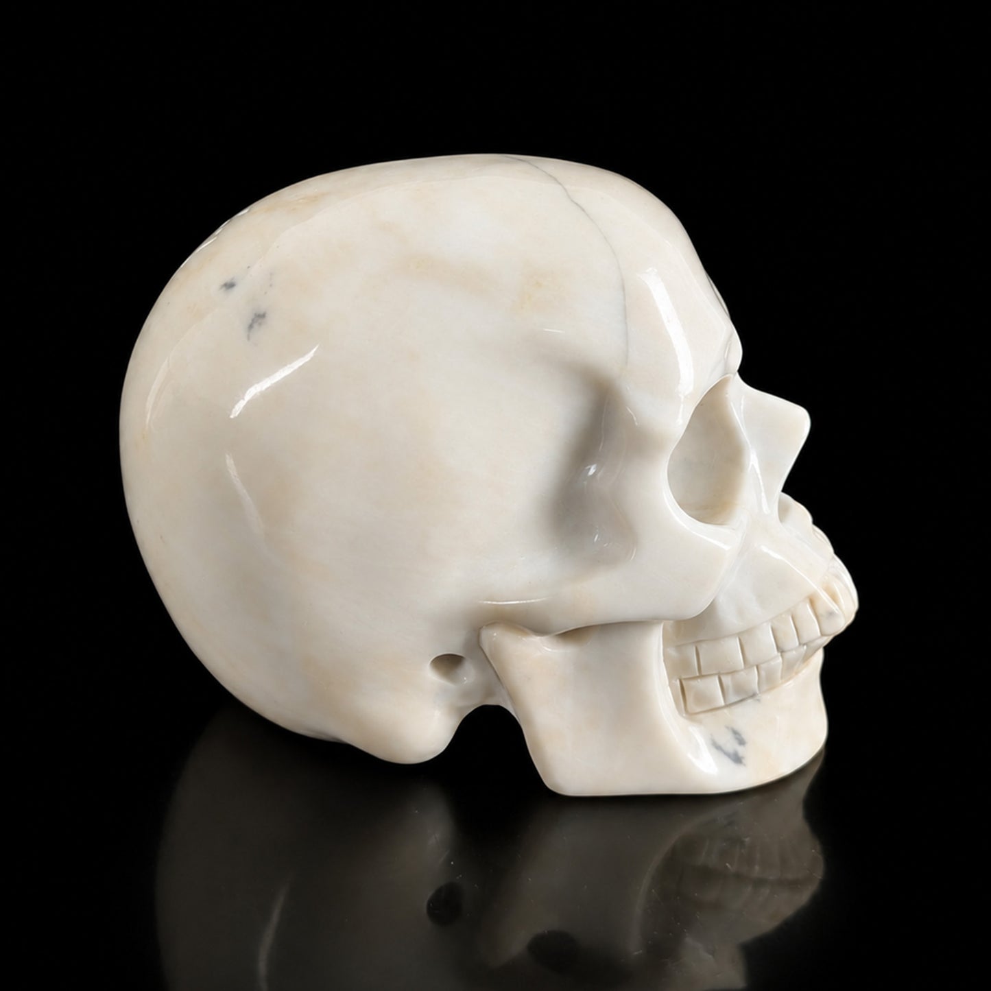4.5" Ivory Jade Crystal Skull - Pattern A