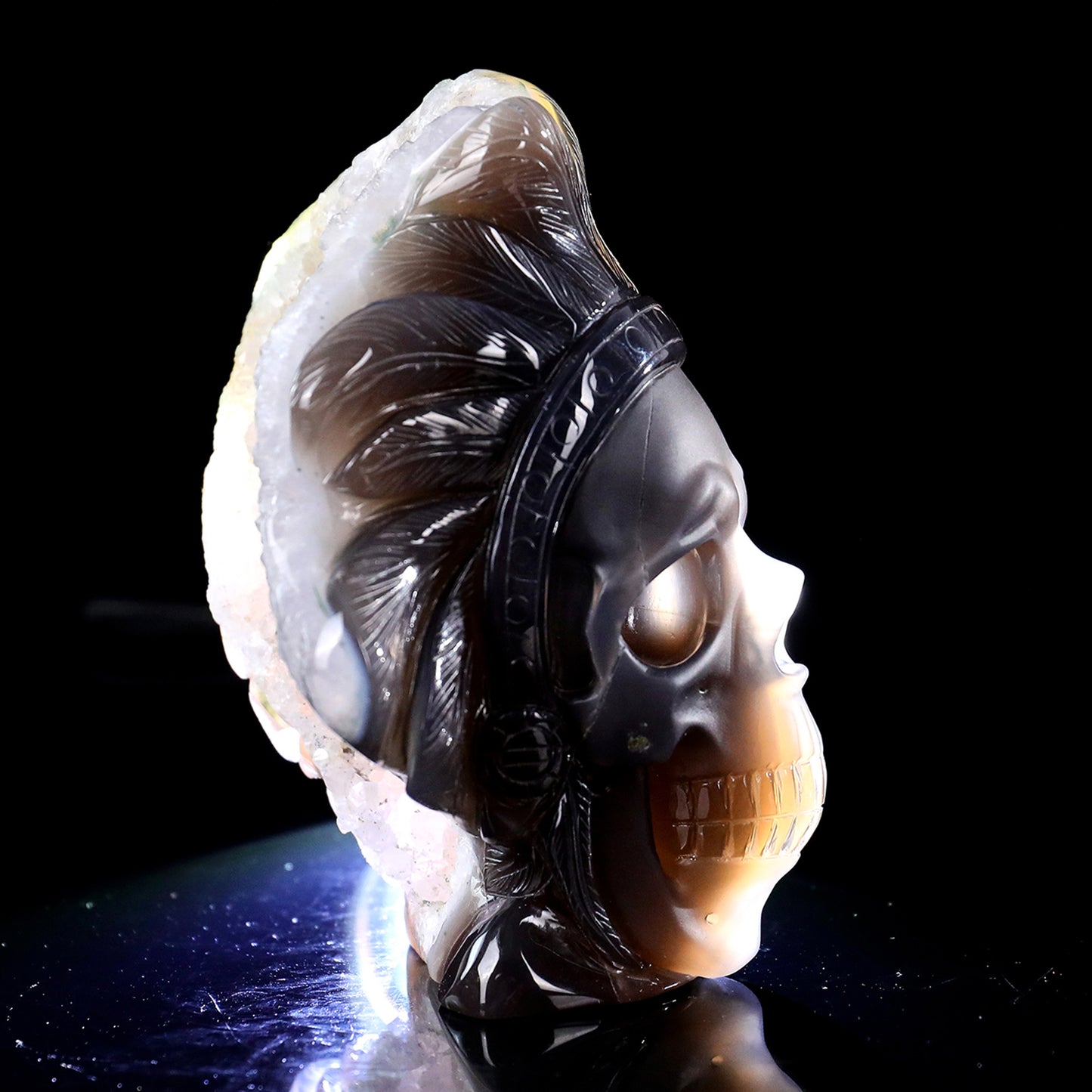 ‘The Chieftain’ - Amethyst Cluster Warbonet Skull · Specimen No. 26