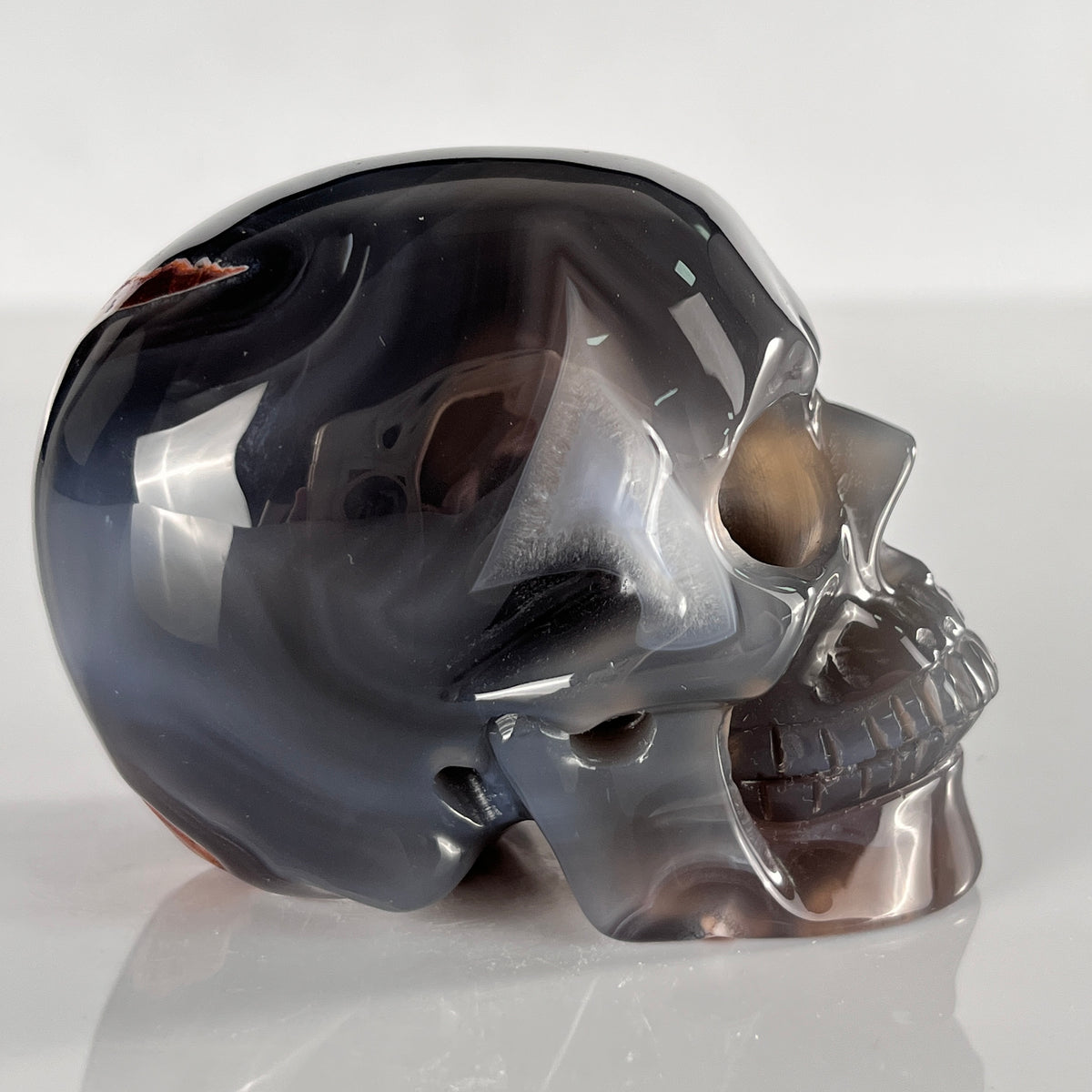 3" Volcanic Agate Crystal Skull - Pattern D
