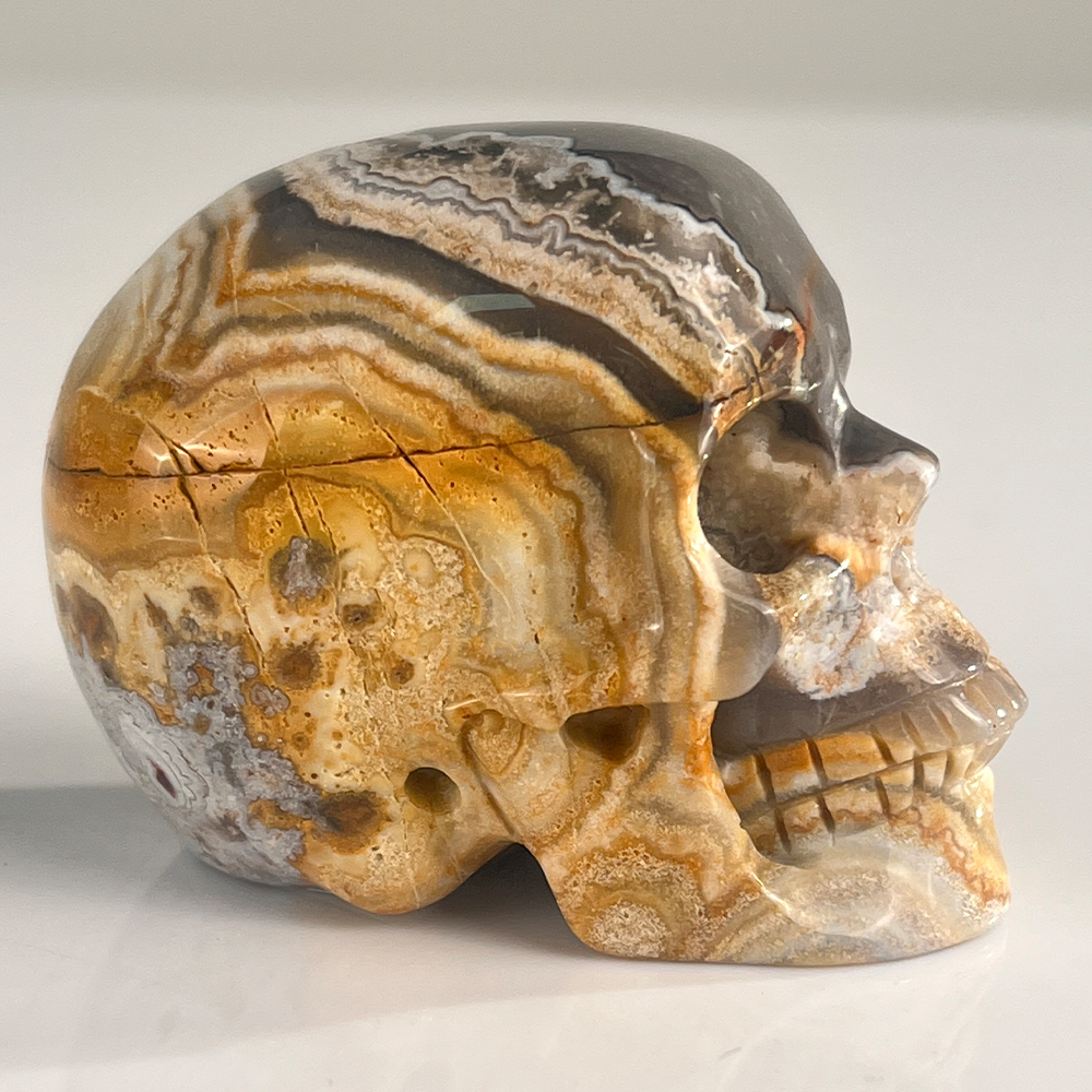 2 Inch Red Crazy Lace Agate Crystal Skull – Mini Gemstone Skull