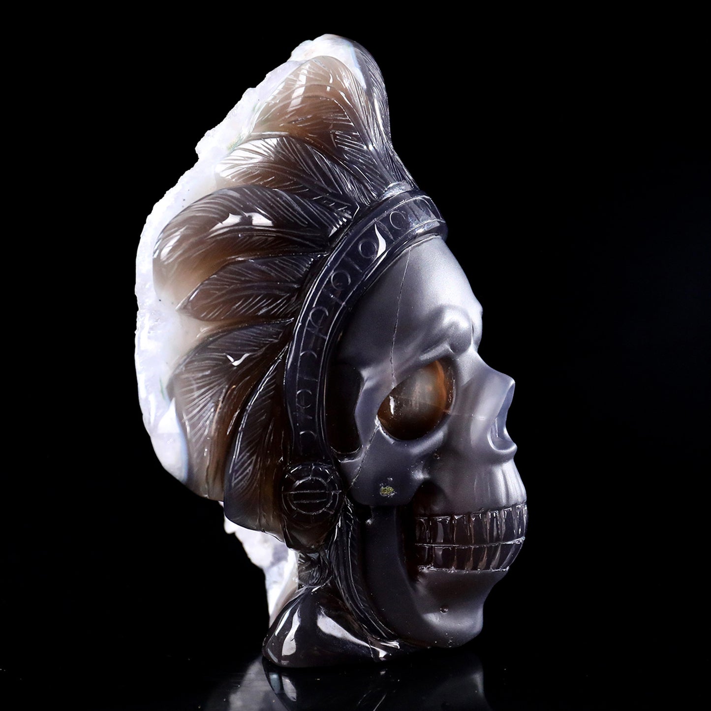‘The Chieftain’ - Amethyst Cluster Warbonet Skull · Specimen No. 26