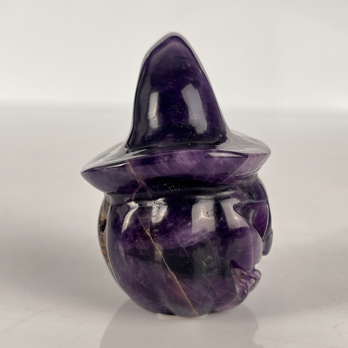 2" Dream Amethyst Pumpkin Crystal Skull - Paterrn C