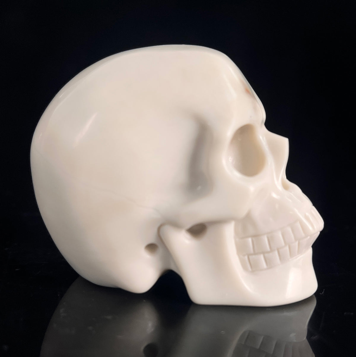 3" Ivory Jade Crystal Skull - Pattern B