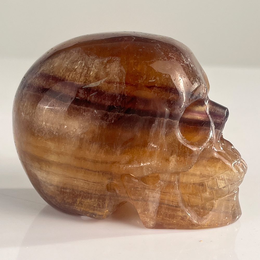 3 Inch Fluorite Crystal Skull – Hand Carved Natural Stone