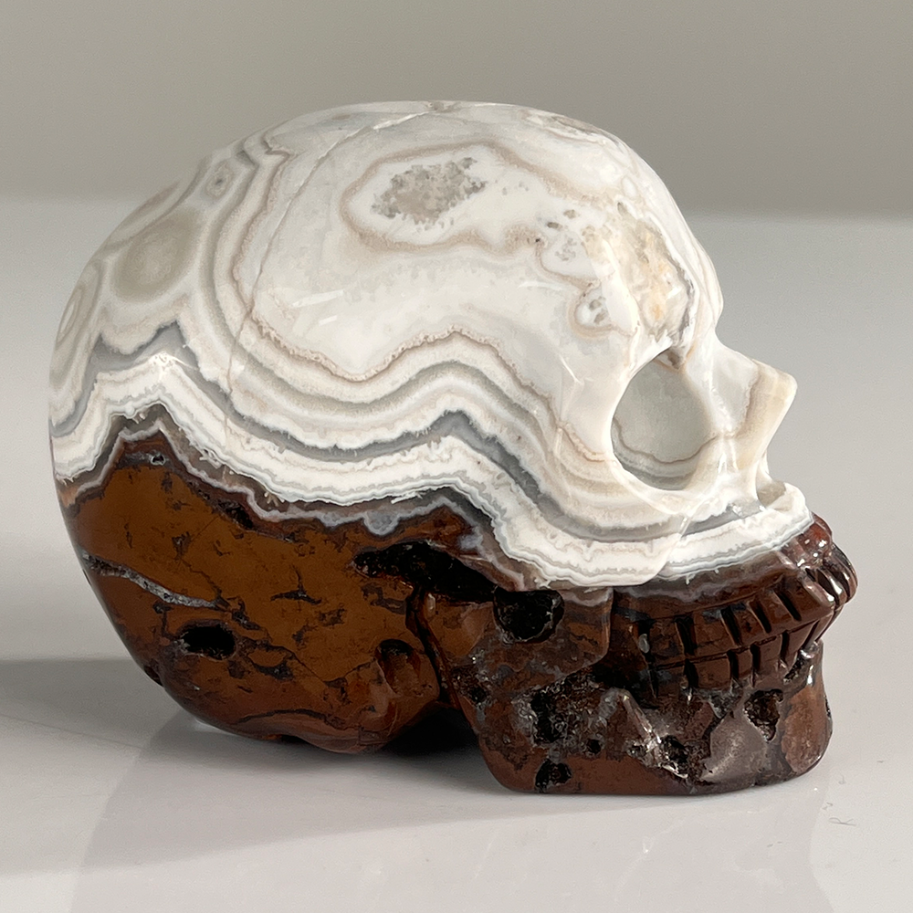 3" Red Crazy Lace Agate Crystal Skull - Pattern F