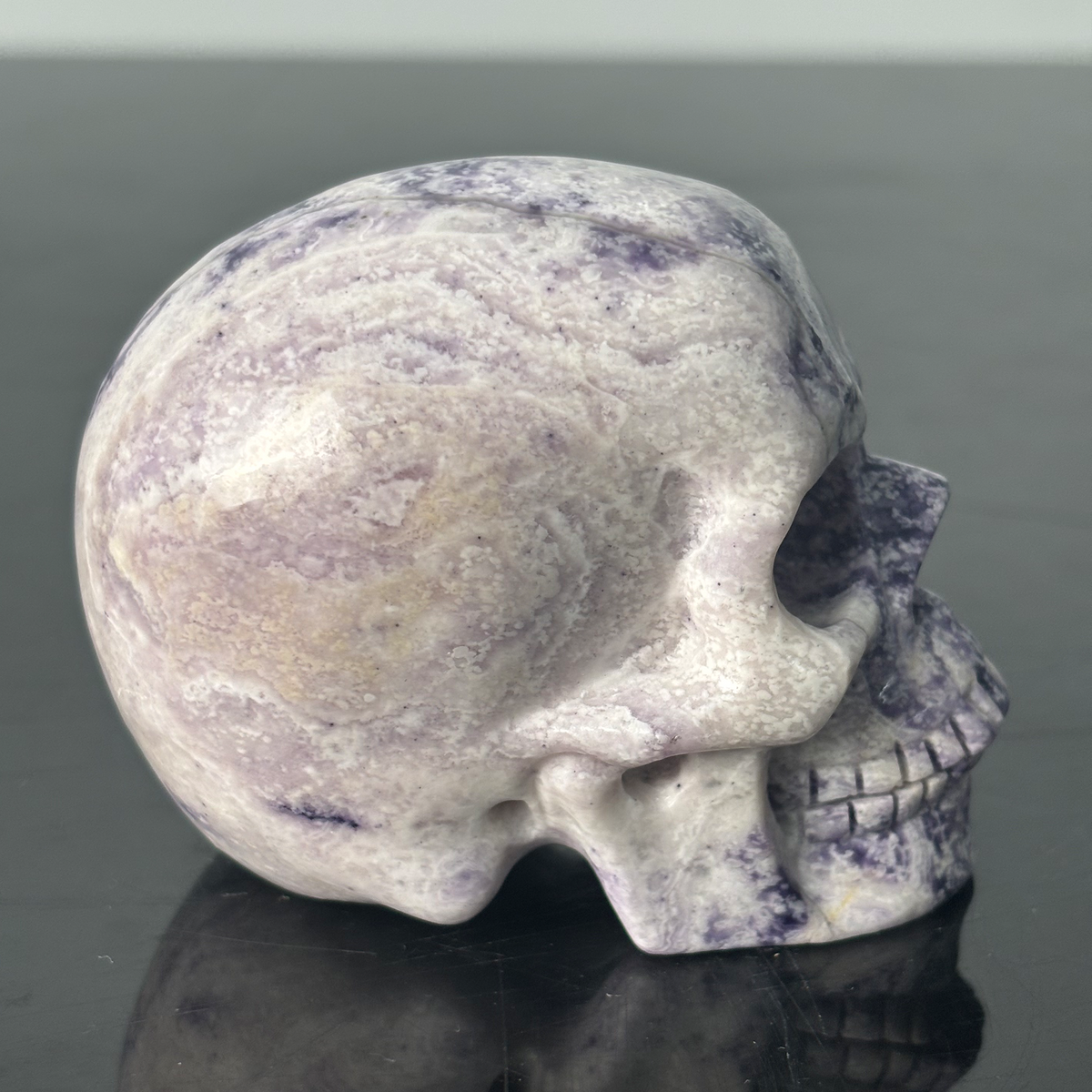 3" Purple Peacock Stone Crystal Skull - Pattern B