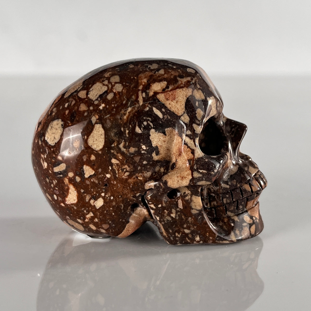 2" Brecciated Red Jasper Crystal Skull - Pattern A
