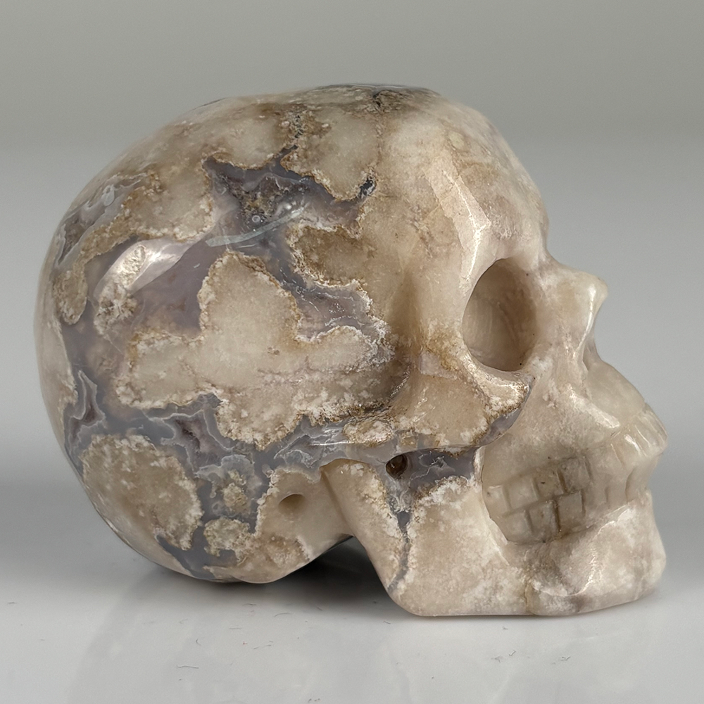2 Inch Blue Flower Agate Crystal Skull – Mini Gemstone Skull