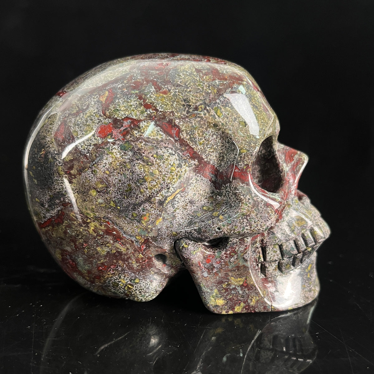 4.5" Dragon Bloodstone Crystal Skull - Pattern C