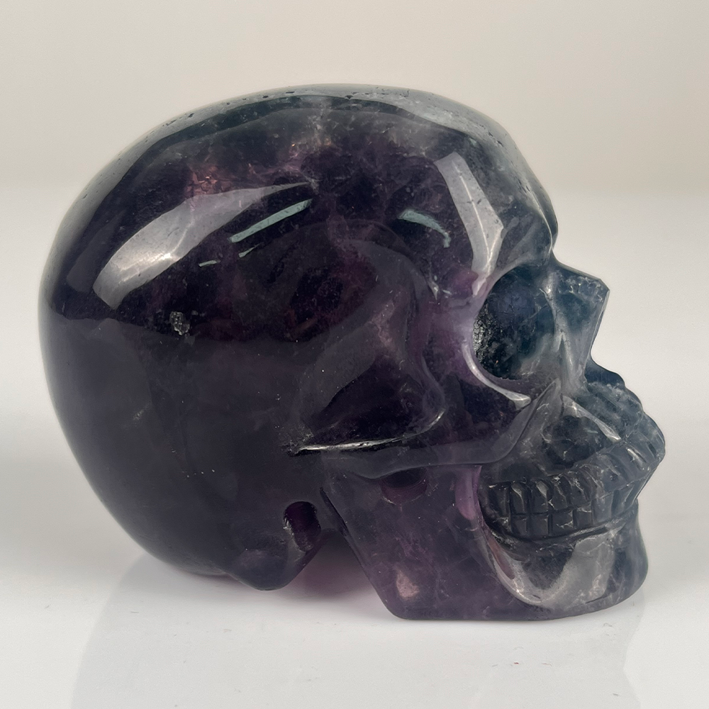 3 Inch Fluorite Crystal Skull – Hand Carved Natural Stone