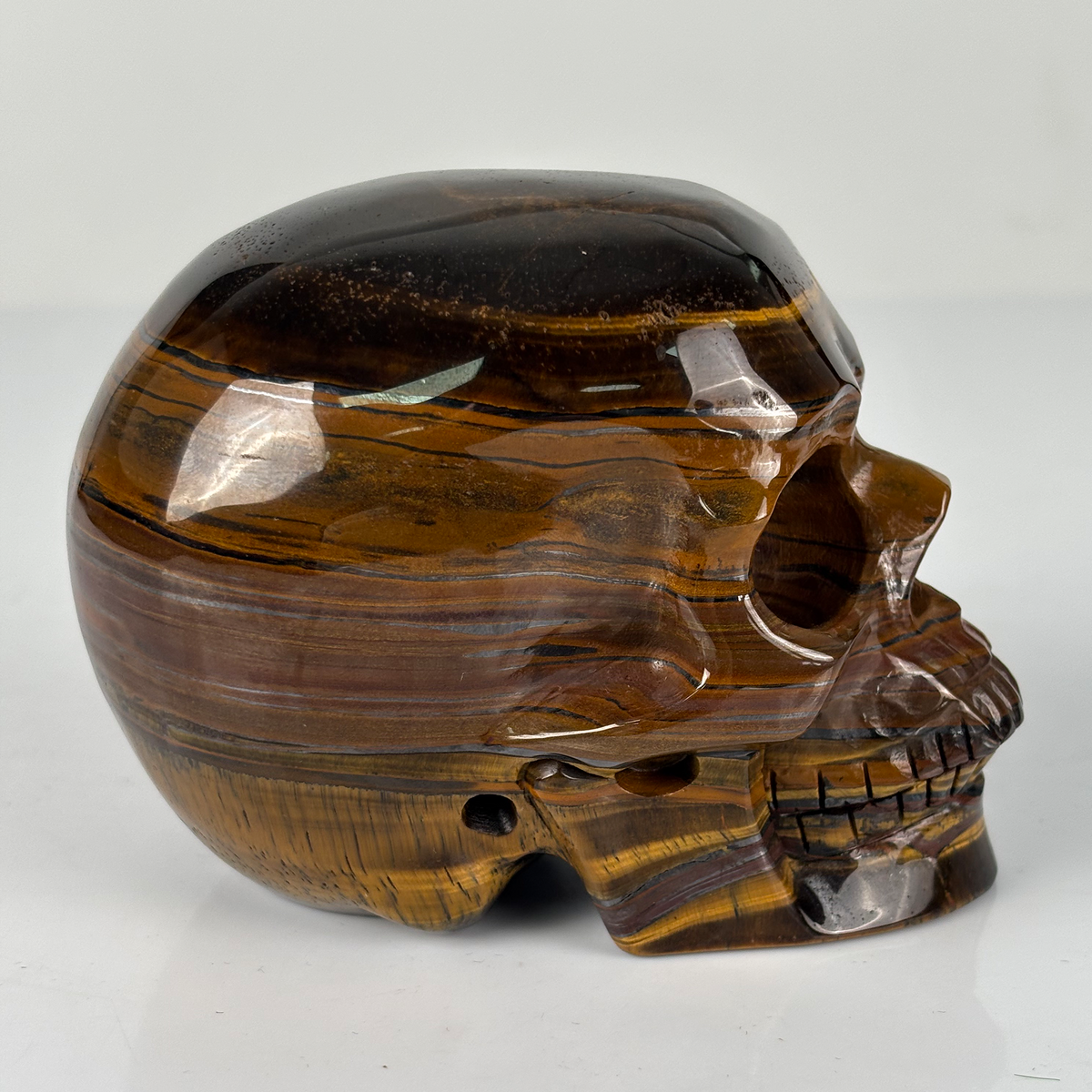 4.5" Tiger Eye Crystal Skull - Pattern C