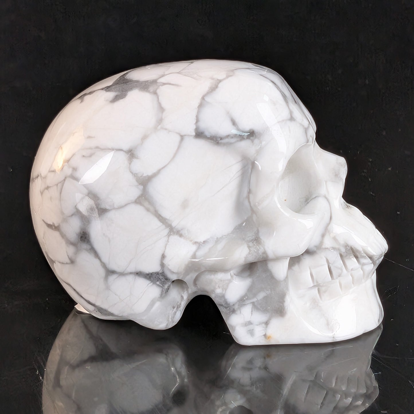 Crâne en cristal de turquoise howlite blanche de 5 cm – Mini crâne en cristal