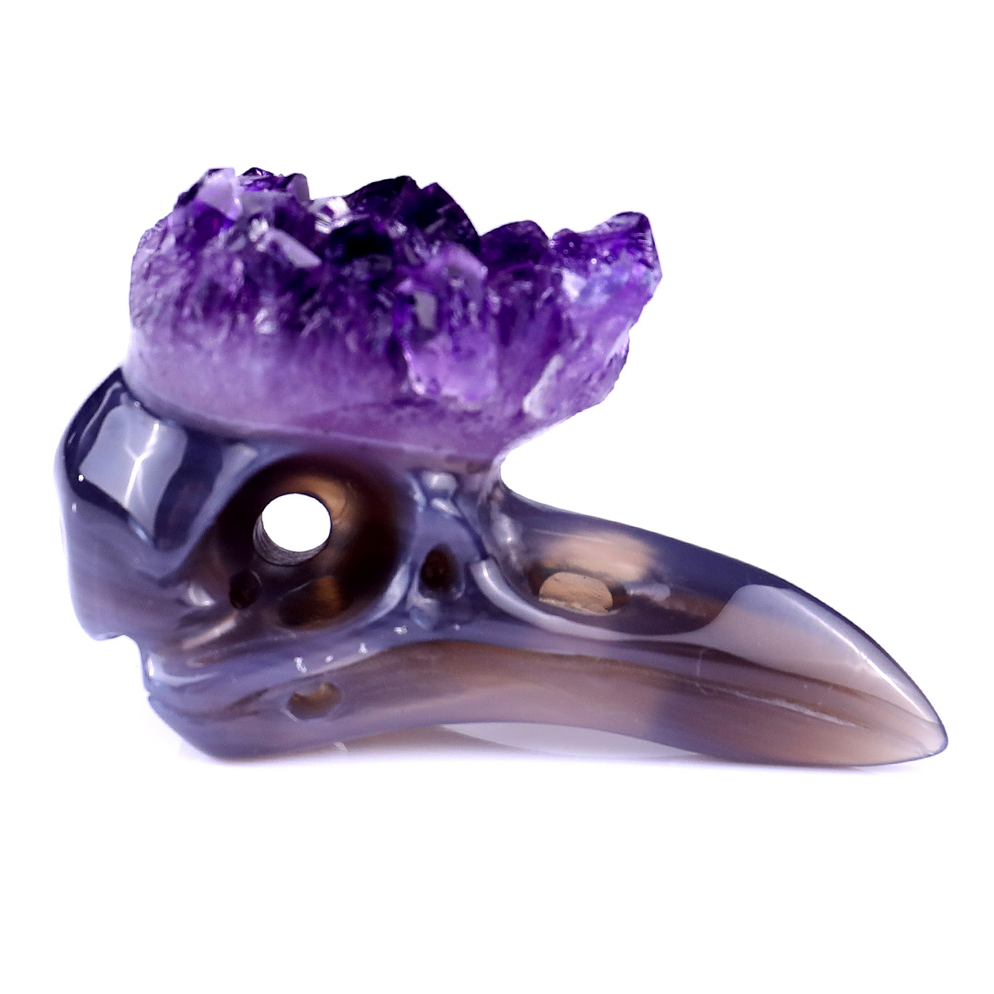 ‘The Purple Crown’ - Amethyst Cluster Raven Skull · Specimen No. 32