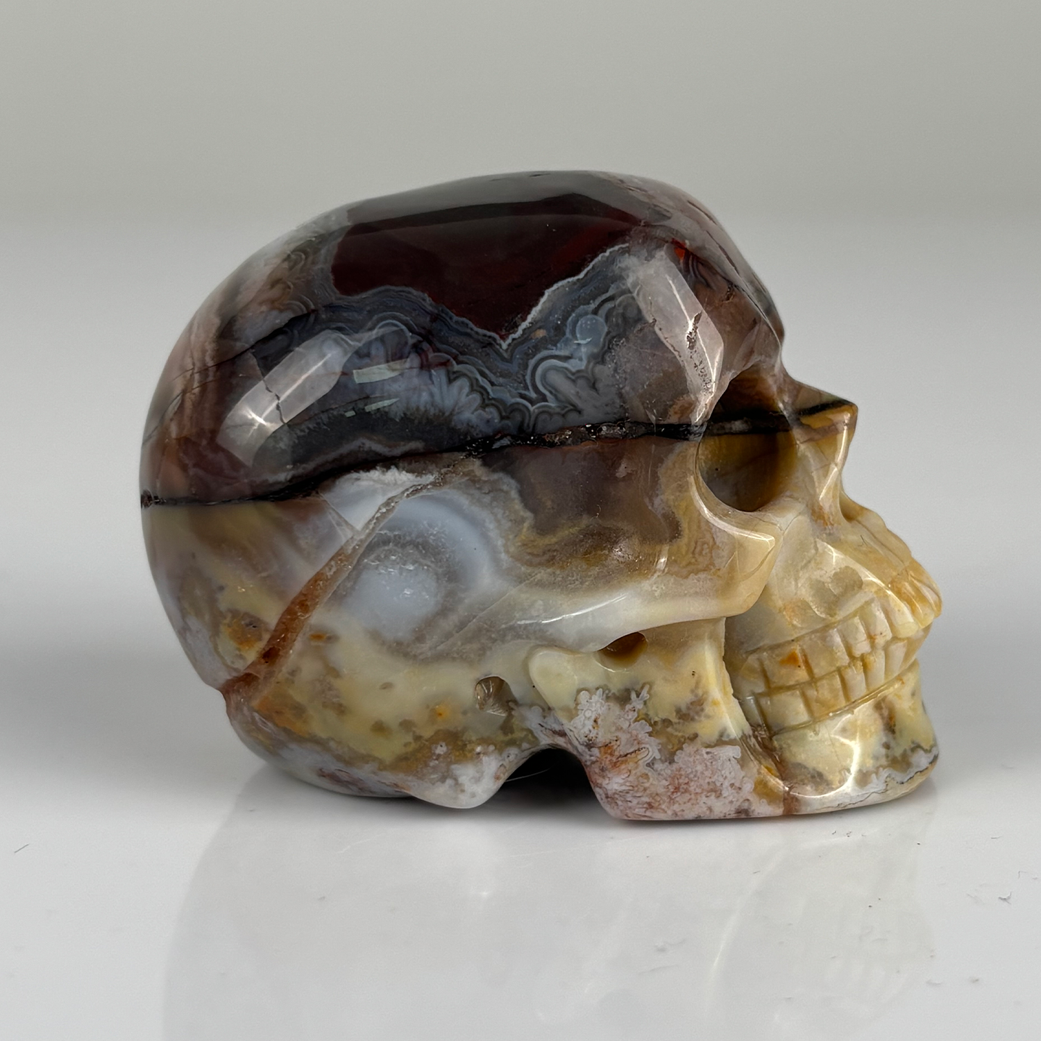 2 Inch Red Crazy Lace Agate Crystal Skull – Mini Gemstone Skull