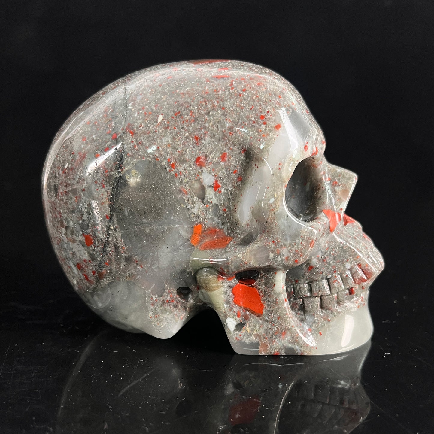 4.5" African Bloodstone Crystal Skull - Pattern C