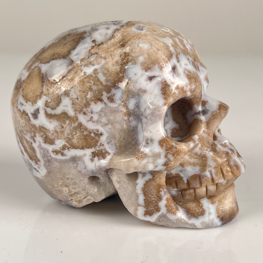 3 Inch Blue Flower Agate Crystal Skull – Hand Carved Natural Stone
