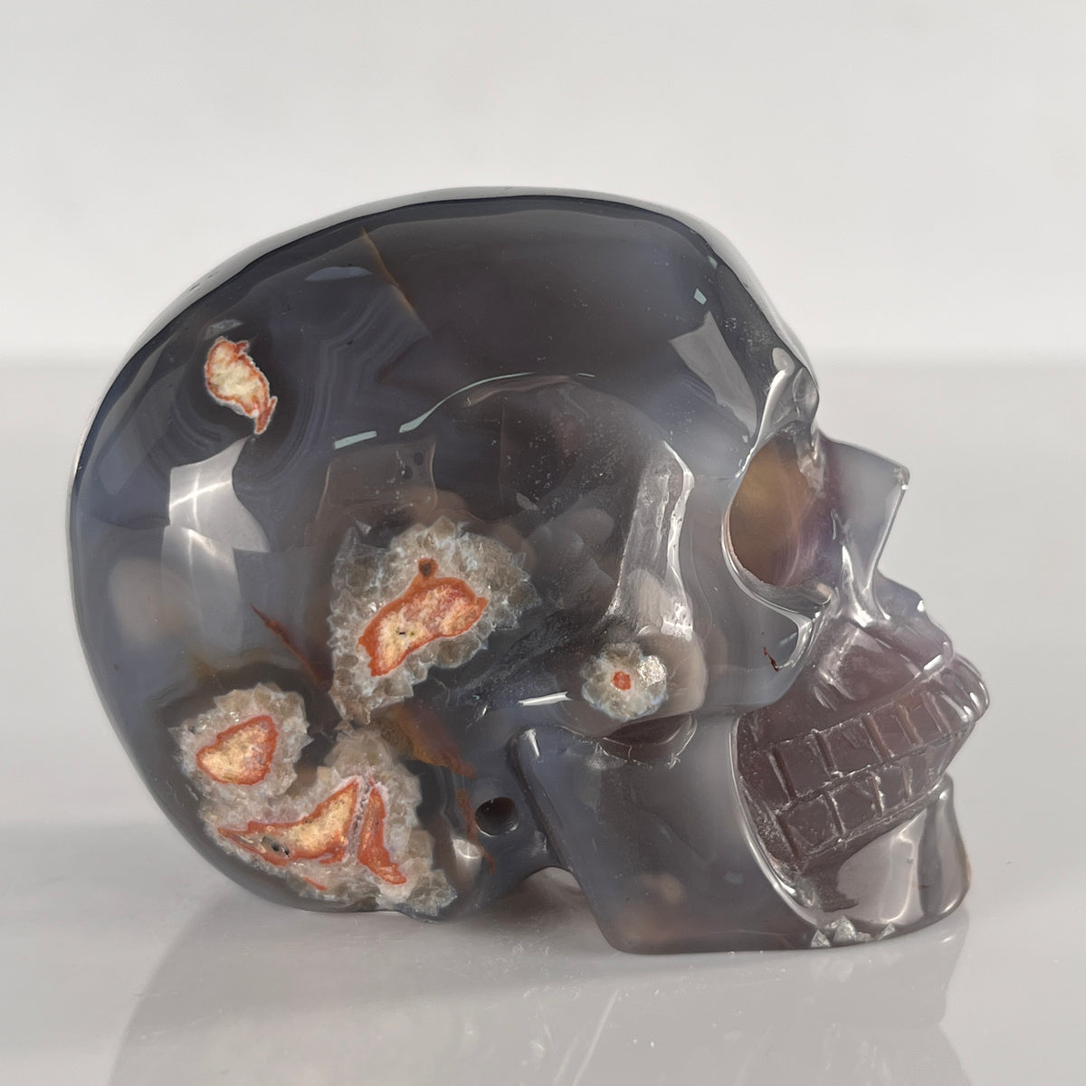 3" Volcanic Agate Crystal Skull - Pattern E