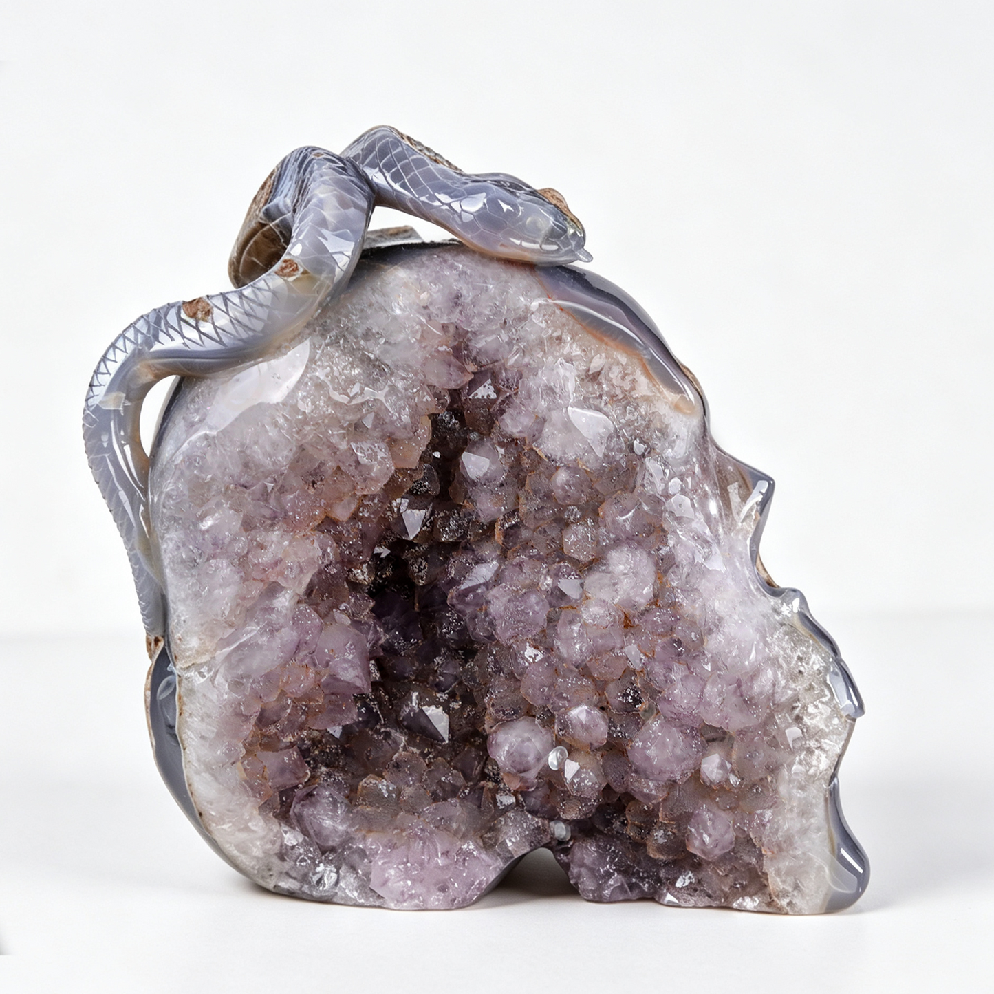‘Serpent’s Sanctuary’ - Amethyst Geode Skull with Serpent · Specimen No. 14