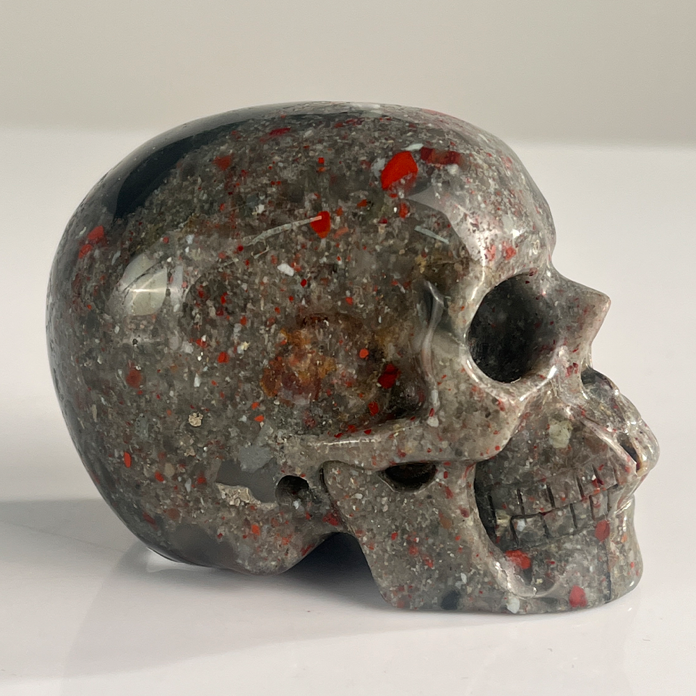 3" African Bloodstone Crystal Skull - Pattern A