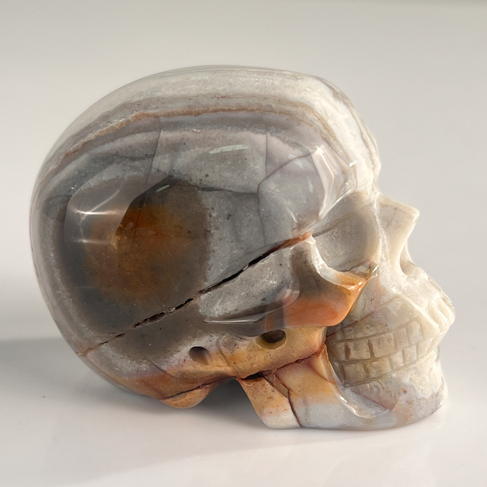 2" Red Crazy Lace Agate Crystal Skull – Pattern A