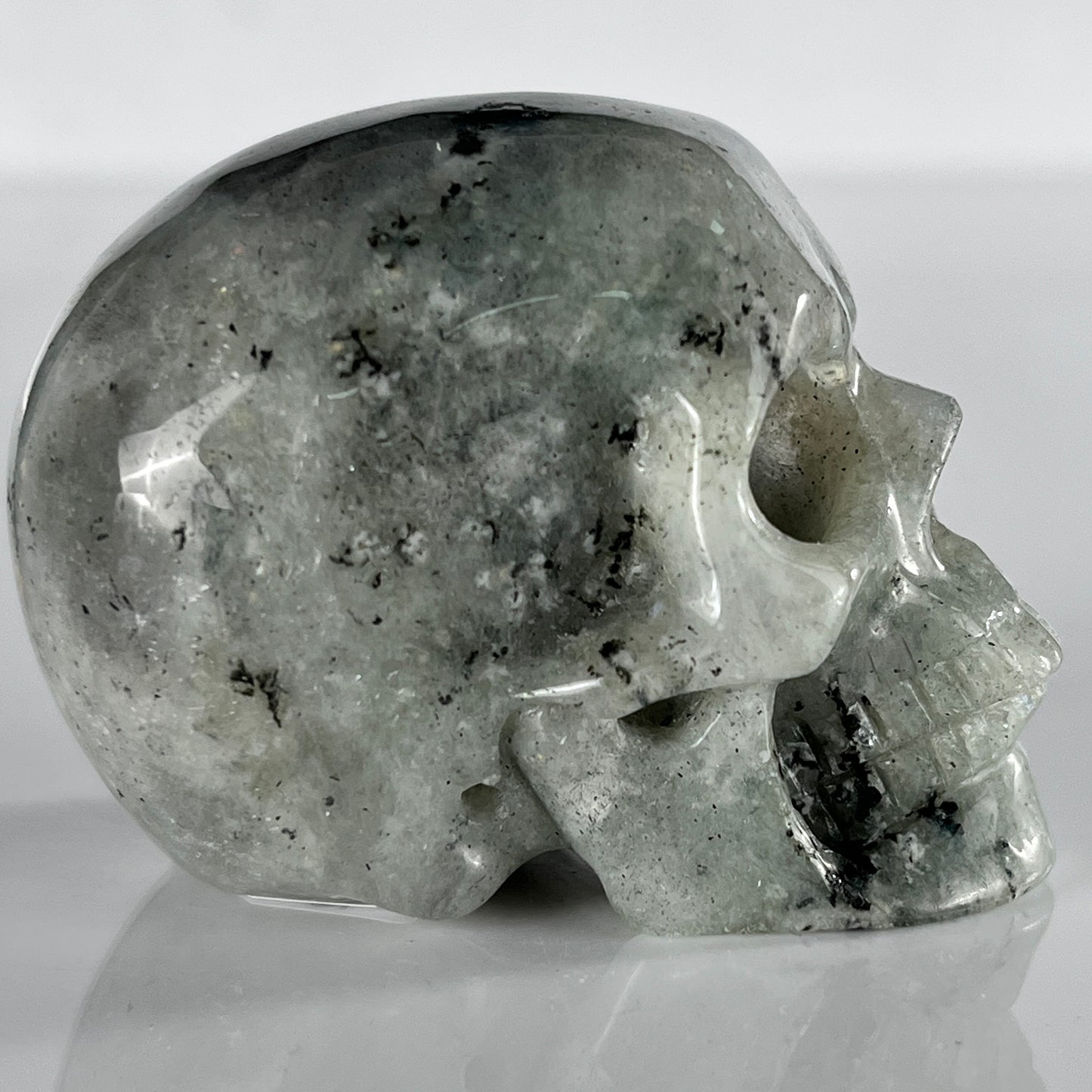 2 Inch Grey Labradorite Crystal Skull – Hand Carved Natural Stone
