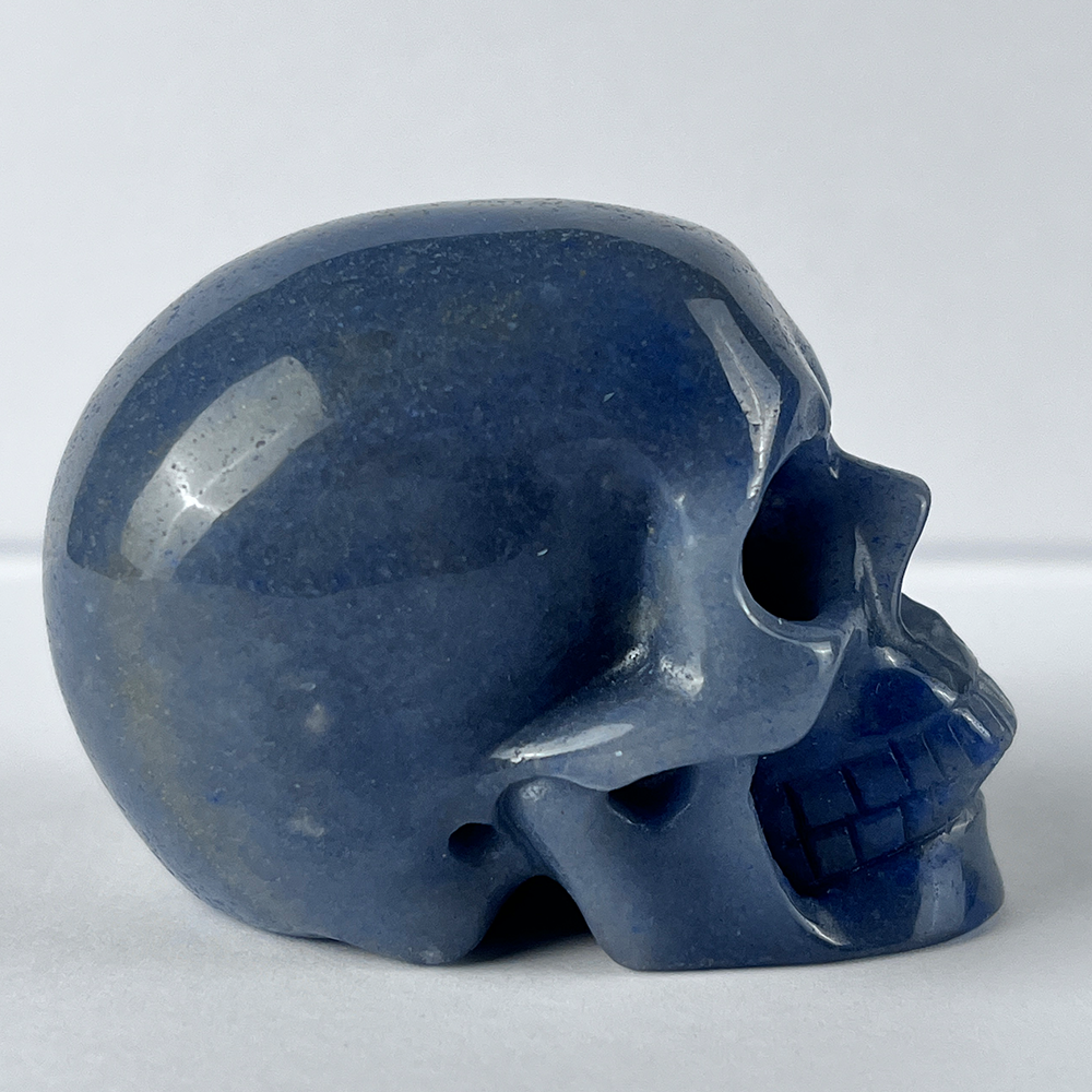 Crâne en cristal d'aventurine bleue de 5 cm – Mini crâne en cristal