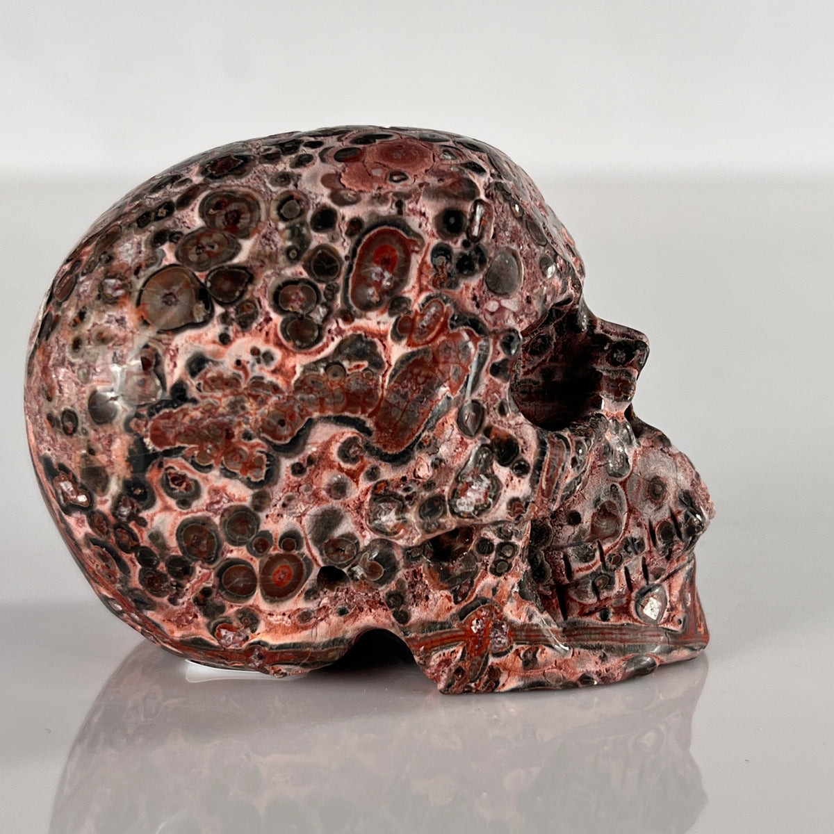 2" Red Leopard Skin Jasper Crystal Skull - Pattern A