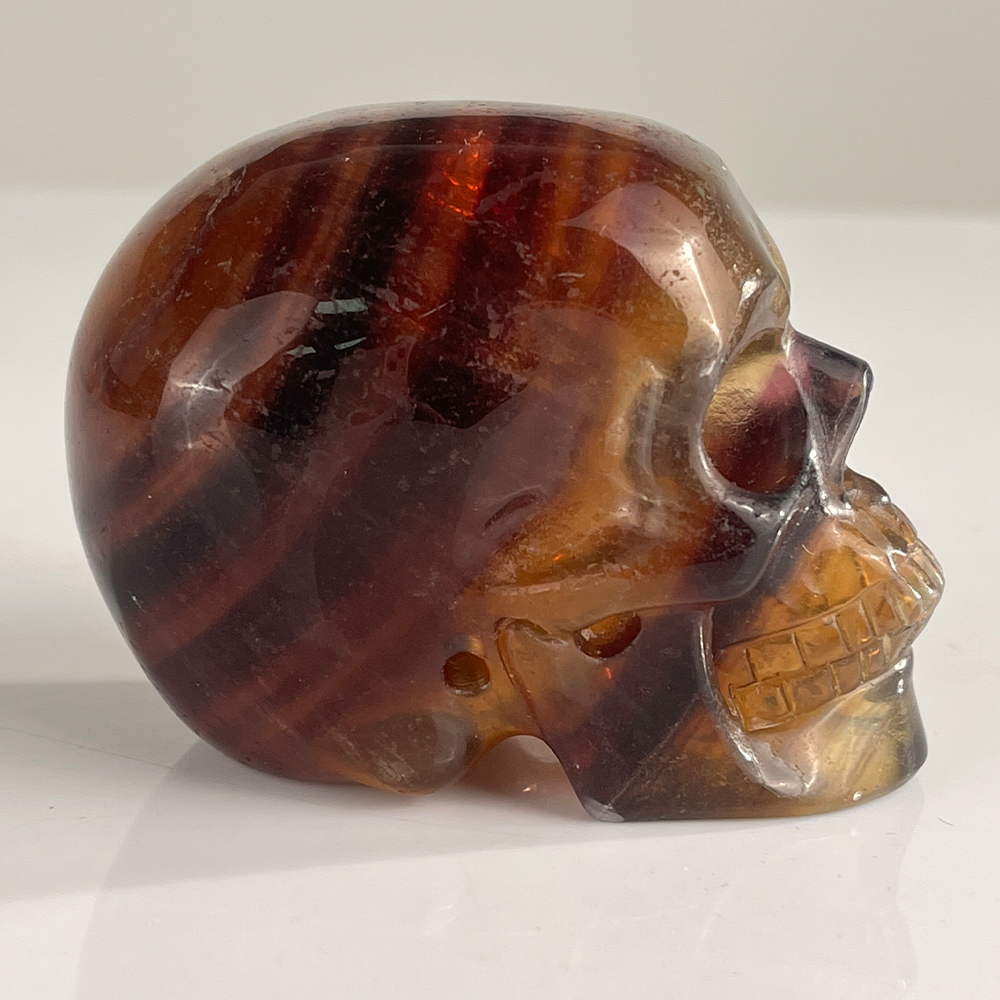3 Inch Fluorite Crystal Skull – Hand Carved Natural Stone