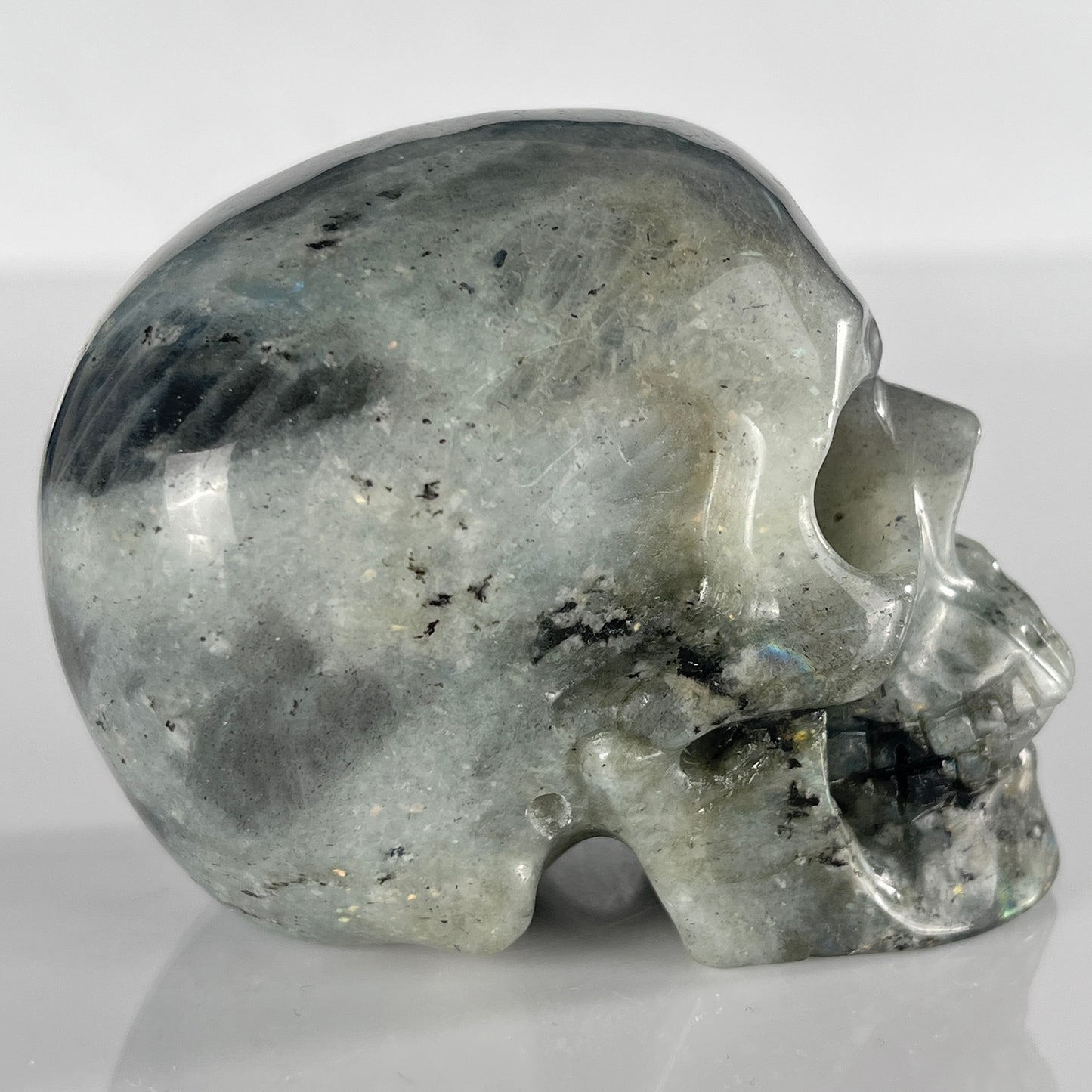 3 Inch Grey Labradorite Crystal Skull – Hand Carved Natural Stone