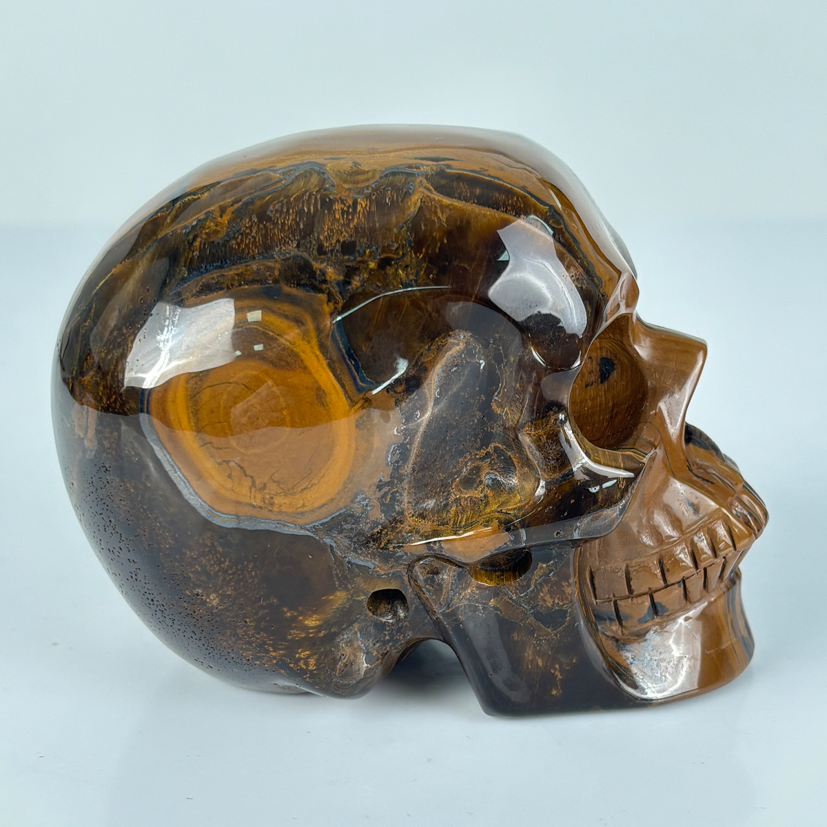 4.5" Tiger Eye Crystal Skull - Pattern B