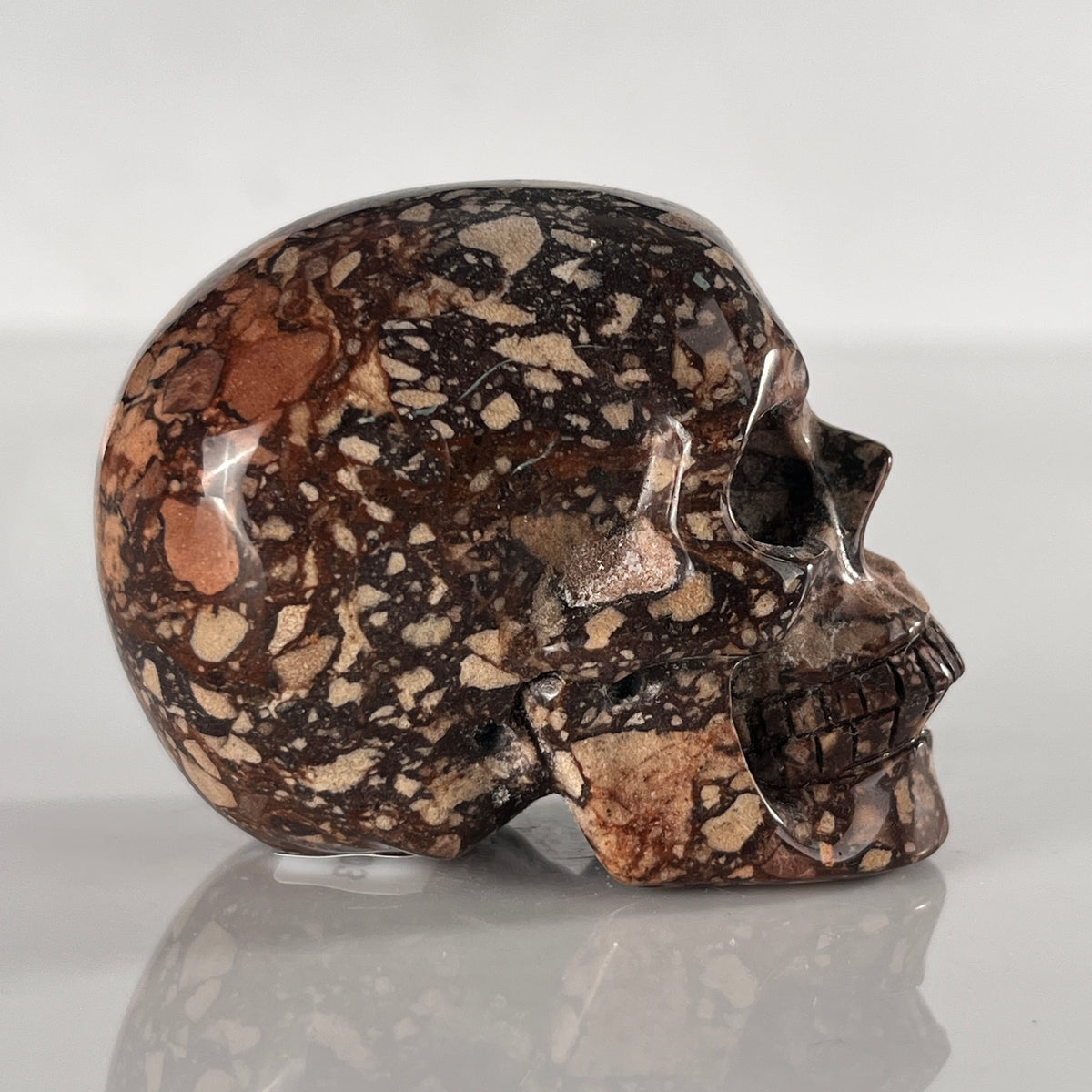 2" Brecciated Red Jasper Crystal Skull - Pattern C