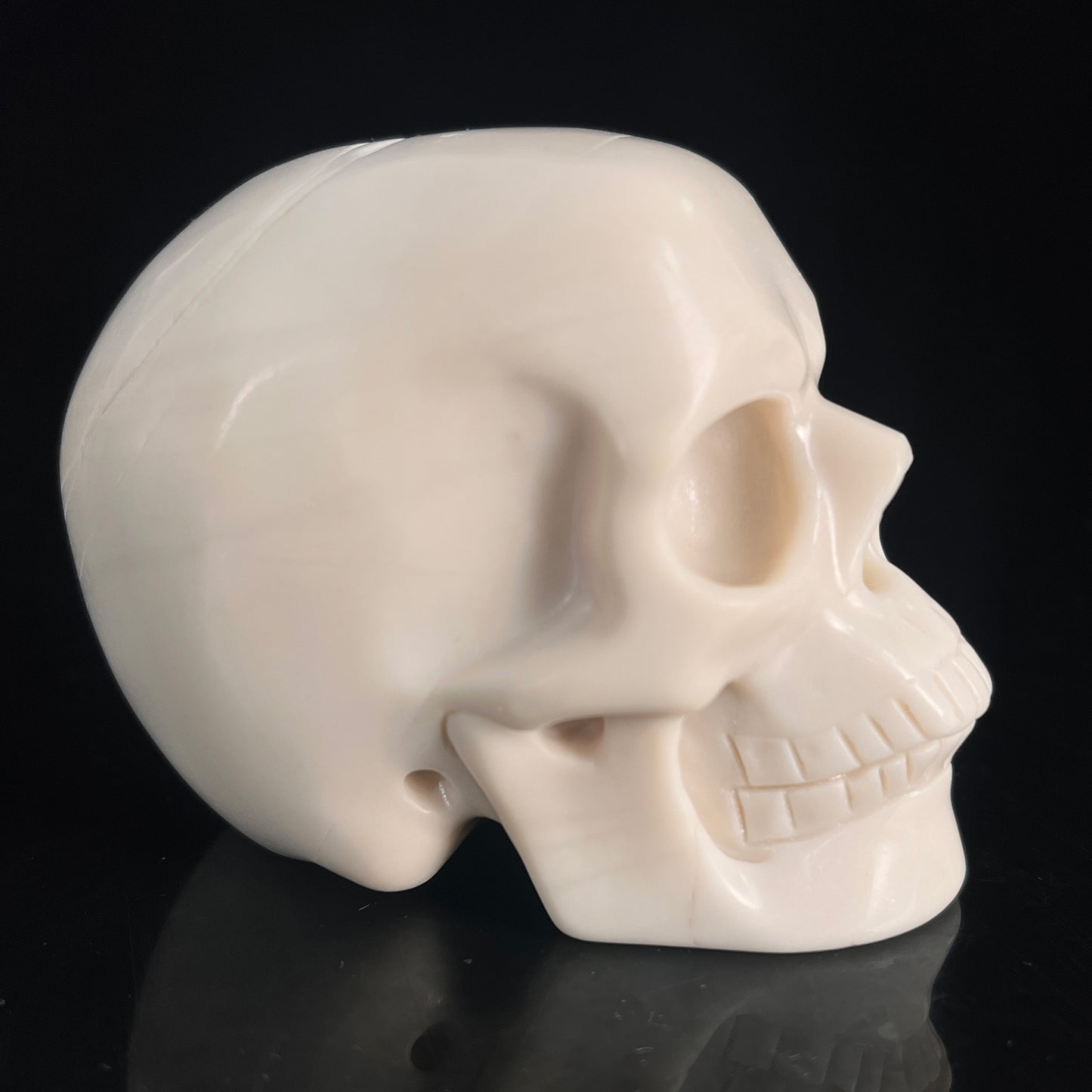 3" Ivory Jade Crystal Skull - Pattern A