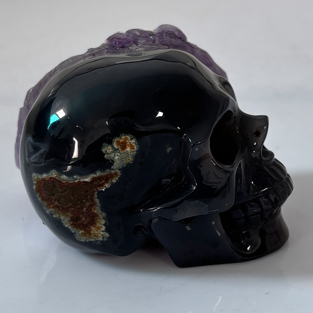3 inch Amethyst Cluster Crystal Skull - Hand Carved Natrual Crystal
