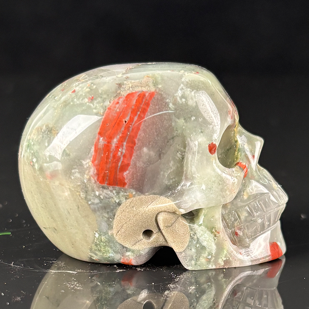 2 Inch African Bloodstone Crystal Skull – Mini Gemstone Skull