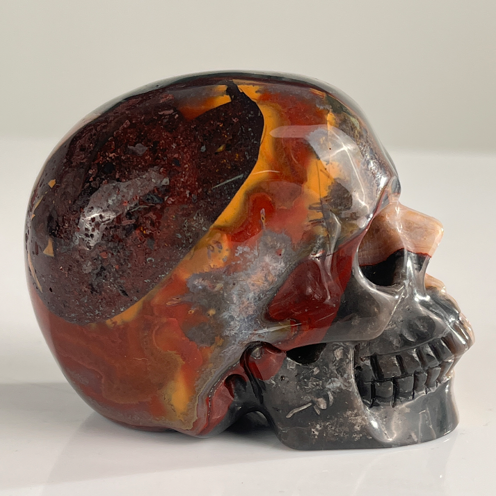 3" Red Crazy Lace Agate Crystal Skull - Pattern H