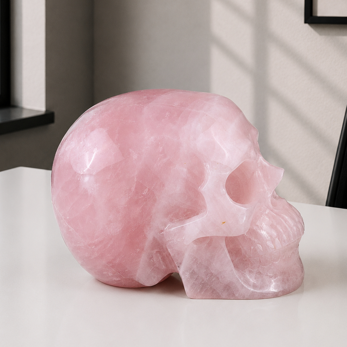 5" Rose Quartz Crystal Skull