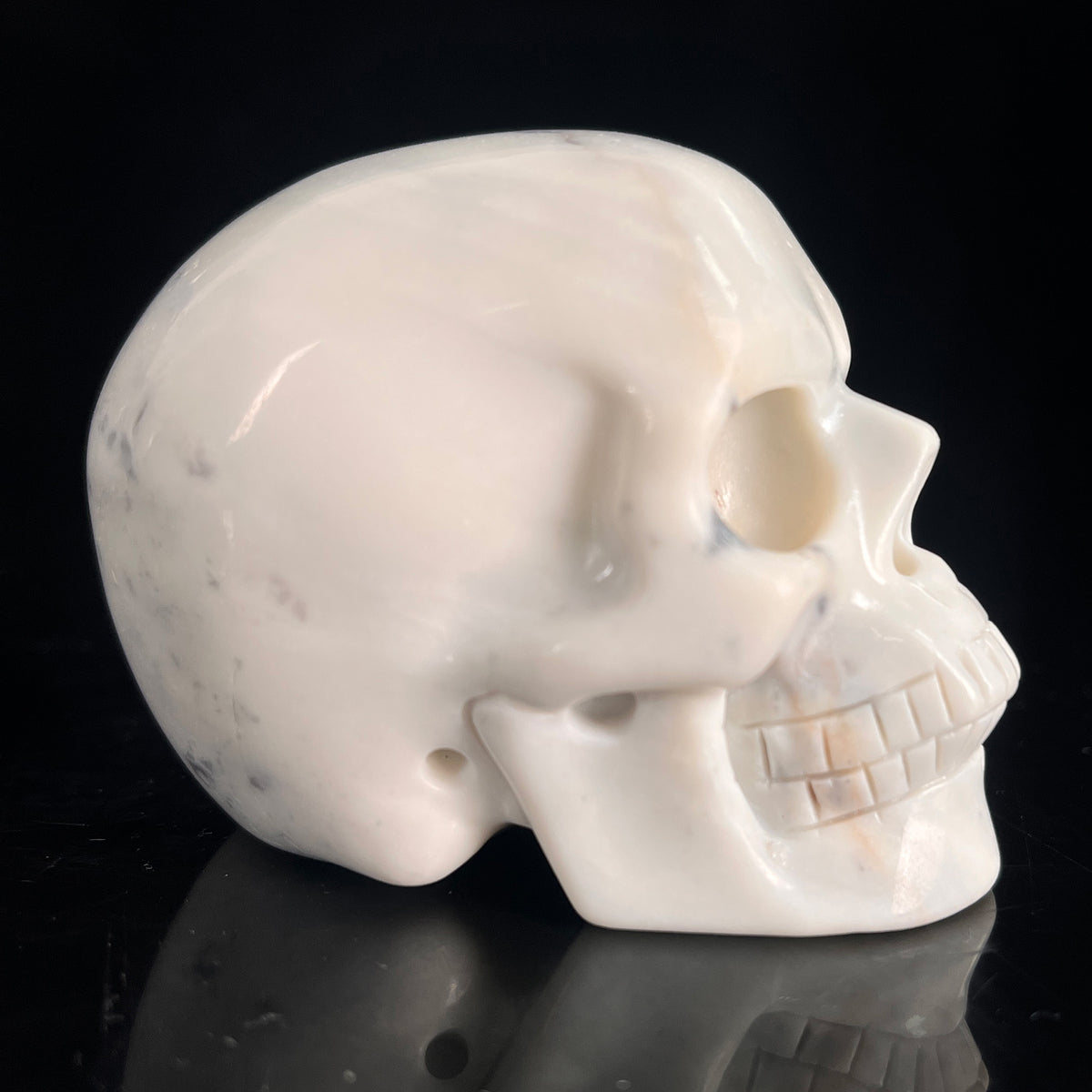 3" Ivory Jade Crystal Skull - Pattern C