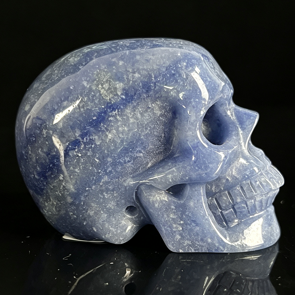 2" Blue Aventurine Crystal Skull - Pattern F