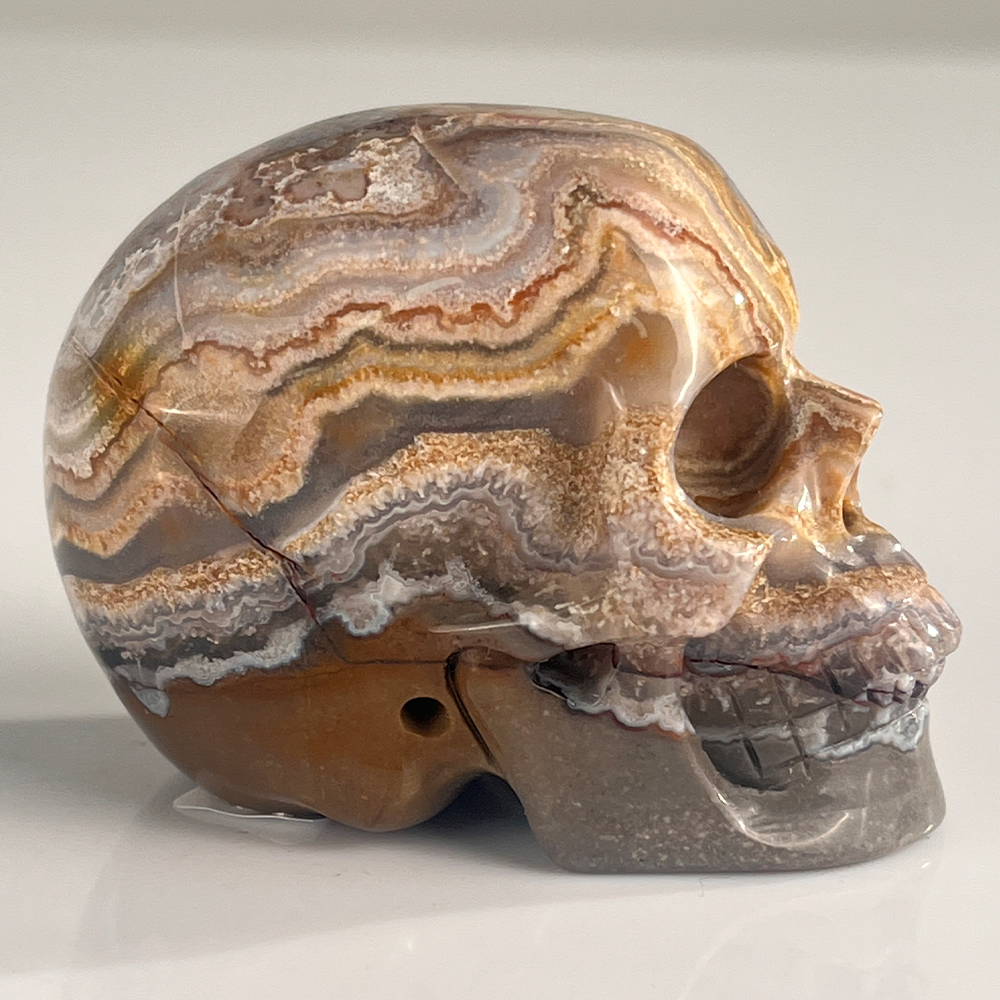 2 Inch Red Crazy Lace Agate Crystal Skull – Mini Gemstone Skull