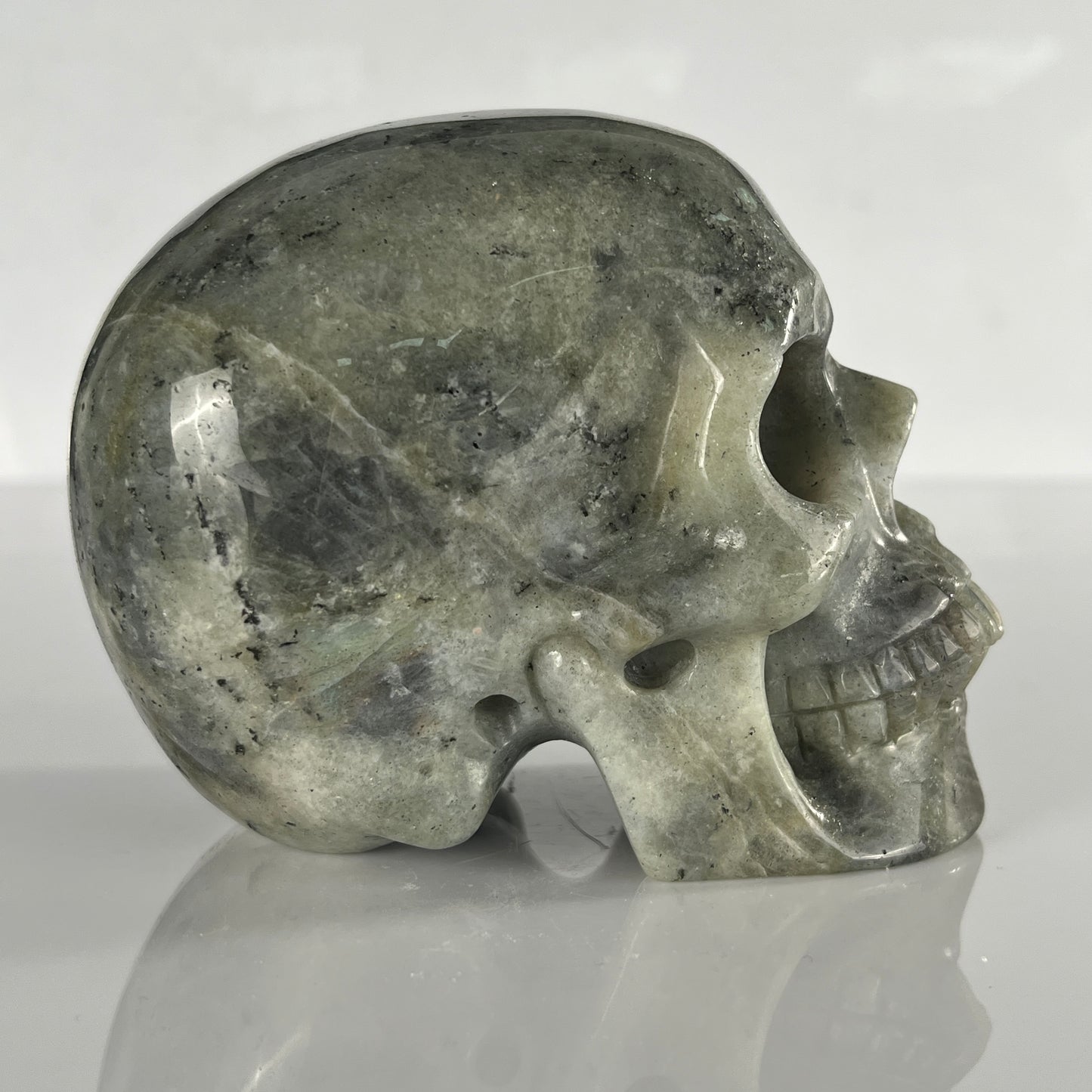 4.5 Inch Grey Labradorite Crystal Skull – Hand Carved Natural Stone