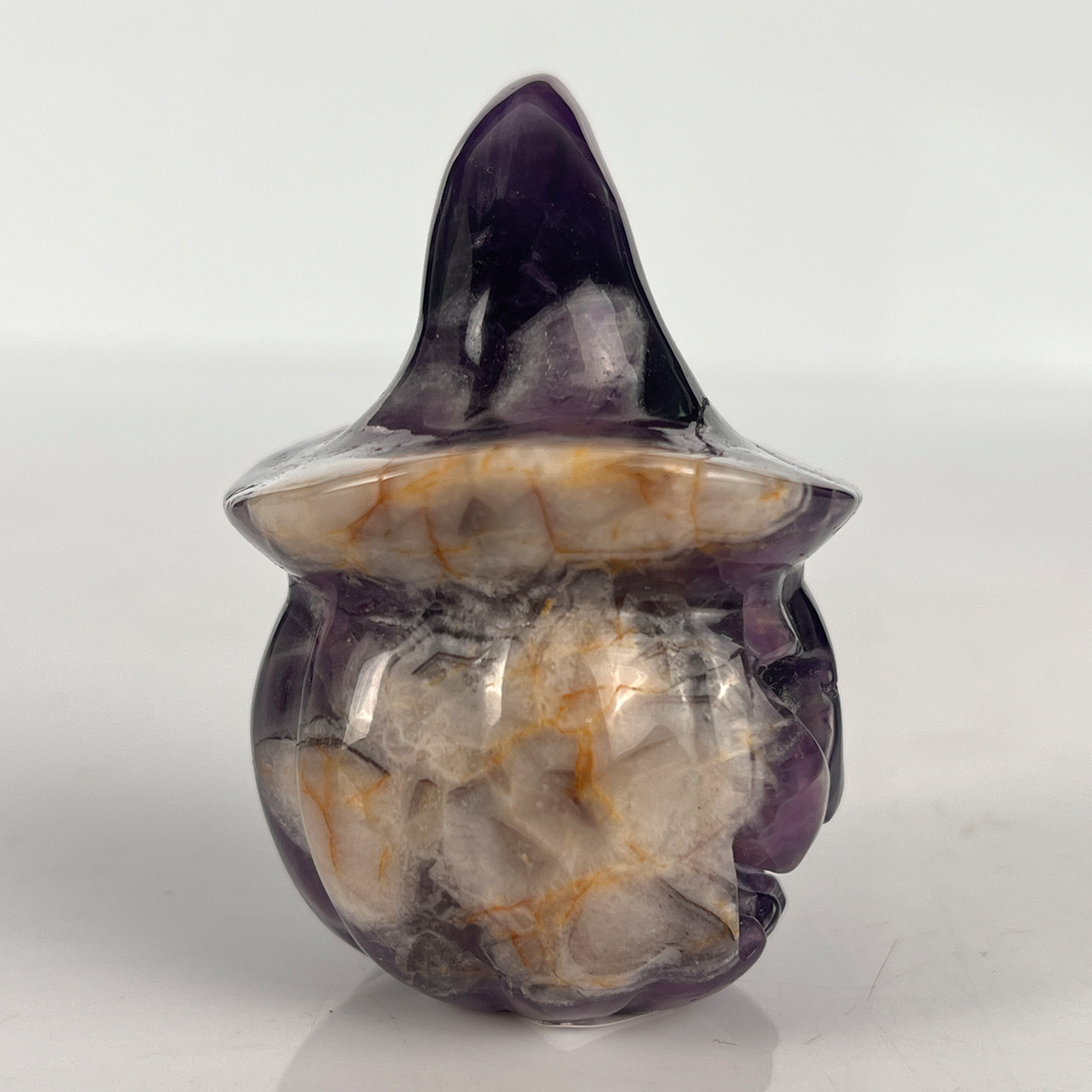 2" Dream Amethyst Pumpkin Crystal Skull - Paterrn D