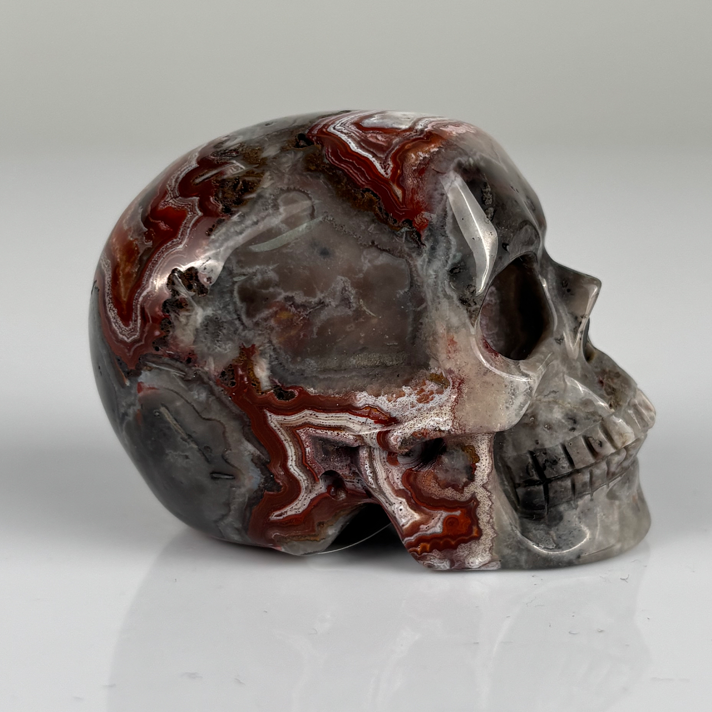 2 Inch Red Crazy Lace Agate Crystal Skull – Mini Gemstone Skull