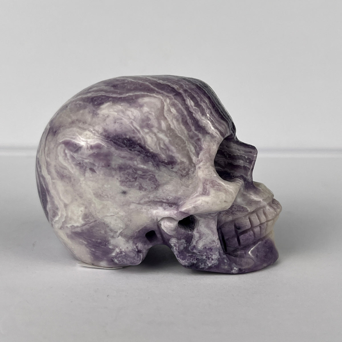 2" Purple Peacock Stone Crystal Skull - Pattern A