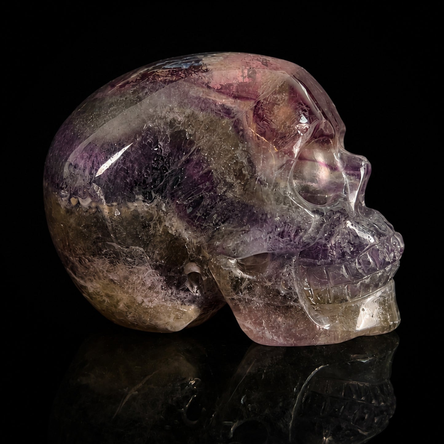 Crâne en cristal de fluorite verte de 5 cm – Pierre naturelle sculptée à la main