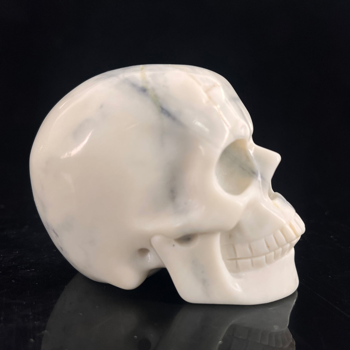 3" Ivory Jade Crystal Skull - Pattern D
