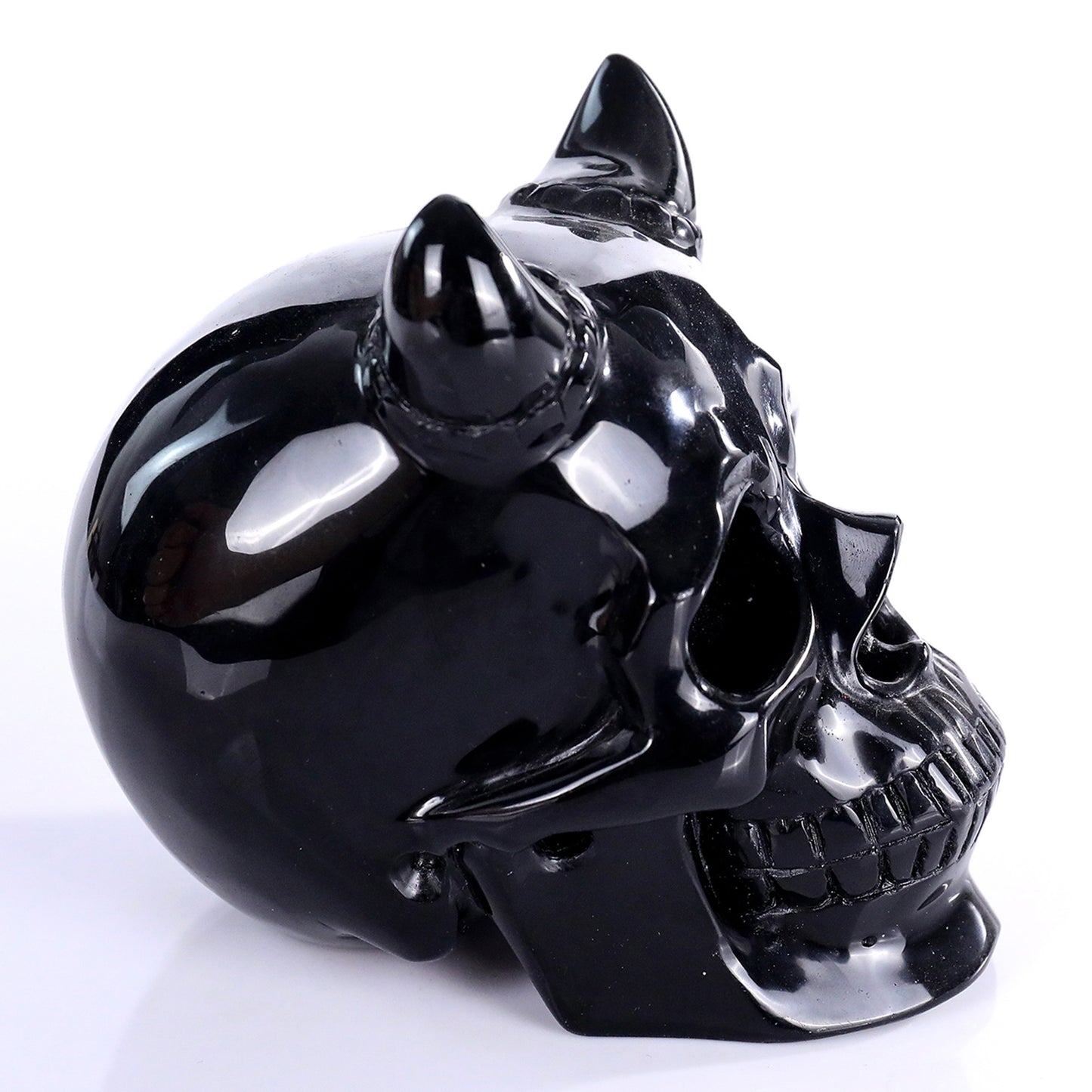 ‘The Black Aegis’ - Black Obsidian Horned Skull · Specimen No. 25